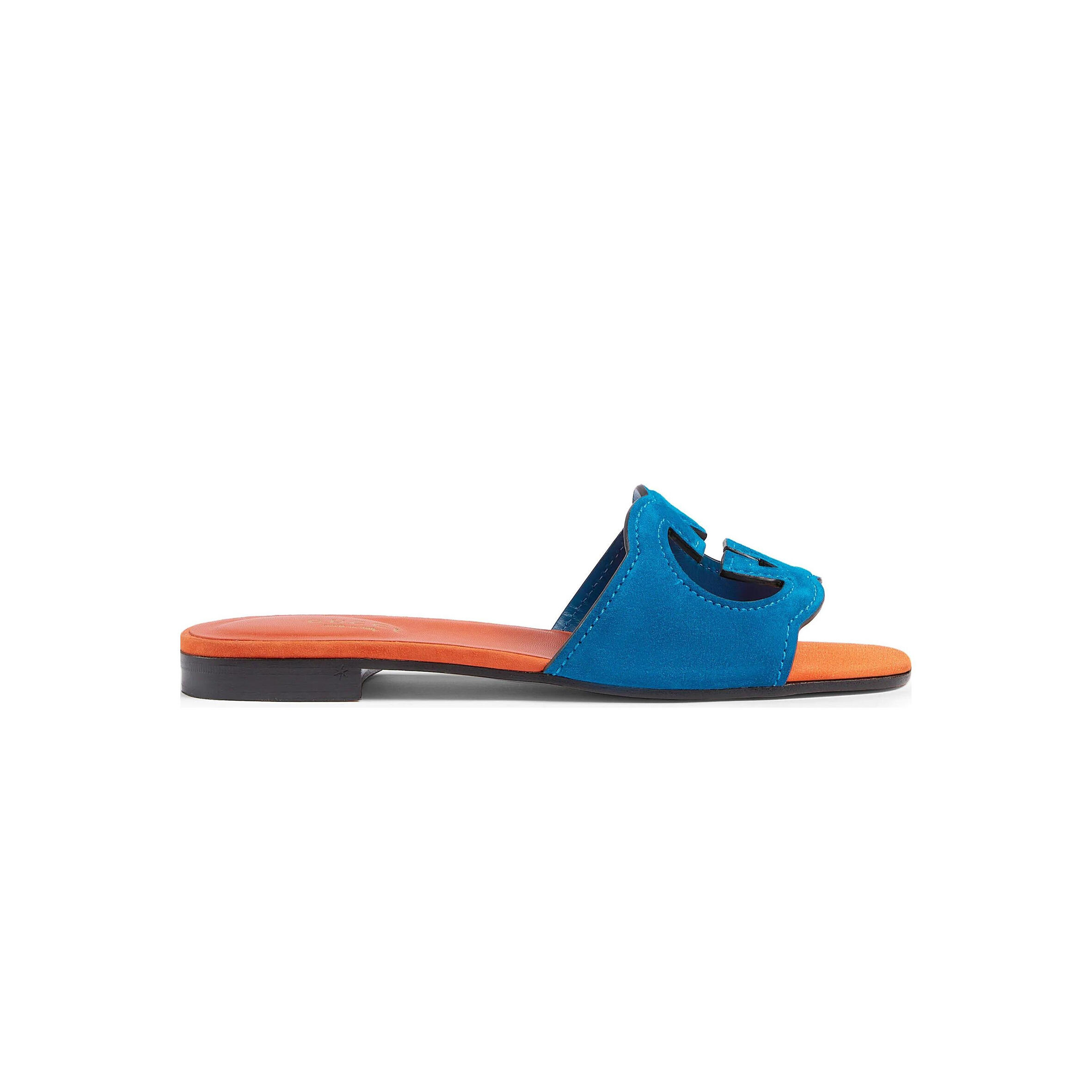 GUCCI GG CUT-OUT VELVET SLIDE 'ORANGE BLUE' 694451